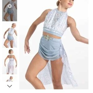 Elegant Blue and White Dance Costume